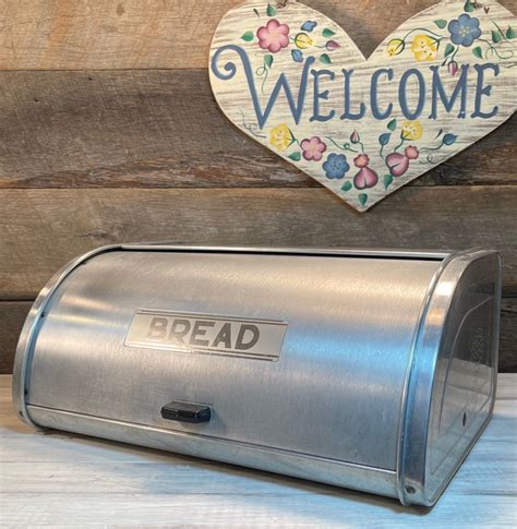 Vintage Maid of Honor Roll Top Bread Box, Aluminum 